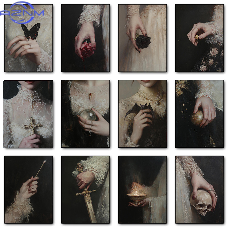 Photography Night - Vintage Gothic Dark Elegance Woman Posters