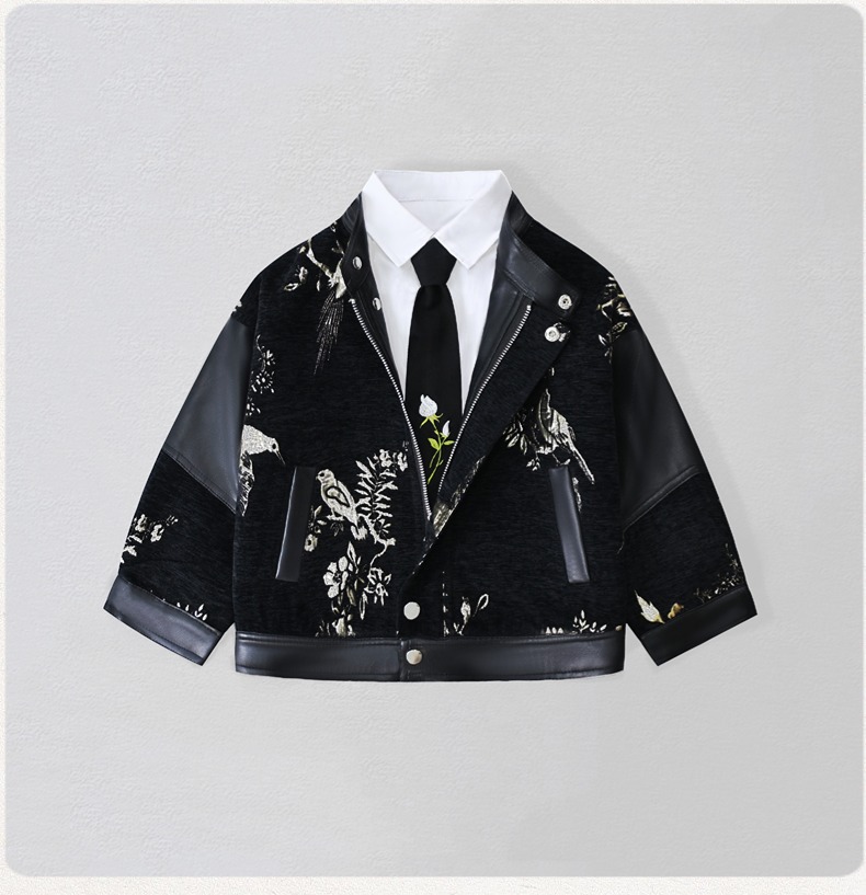 Photography Of The Year - Gentleman Kids Embroidery Motorcycle Pu Leather